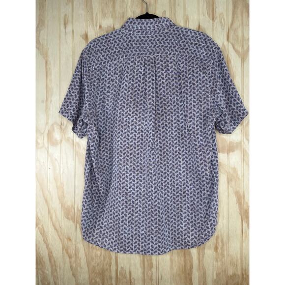 ROWM Men's Button-Down Eagle Bird Print Brown Blue Shirt Large Casual - Picture 2 of 8